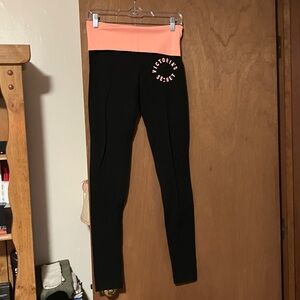 Victoria's Secret women’s yoga Leggings Black and Coral Like new!